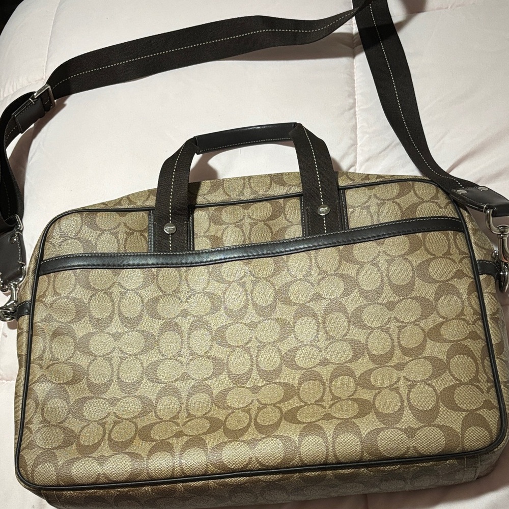 Coach Tan and Black Men's Briefcase - Picture 3 of 7